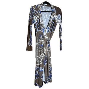 Emilio Pucci Firenze True Wrap Dress IT 44 US 10 / 12 Signature Print Made Italy